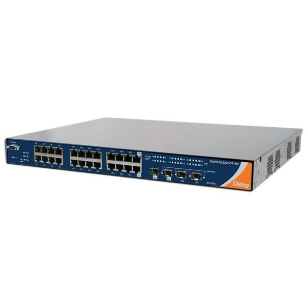 Oring Networking 26-port rackmount PoE switch; 22GE/PSE + 2G Combo PSE + 2 100/1000 SFP socket RGPS-92222GCP-NP-P